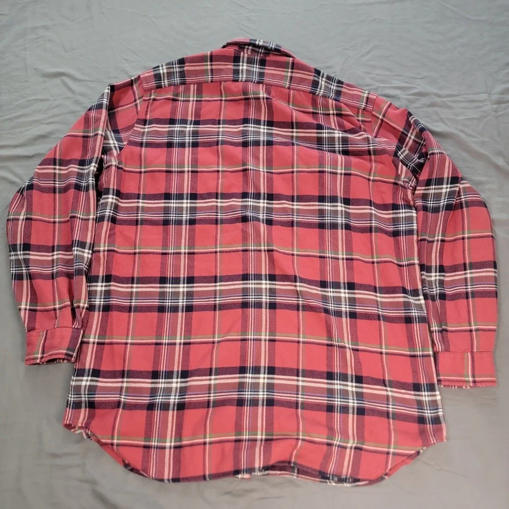 Polo Ralph Lauren Flannel Shirt Men's Large Tall Red Plaid Elbow Patches Pockets